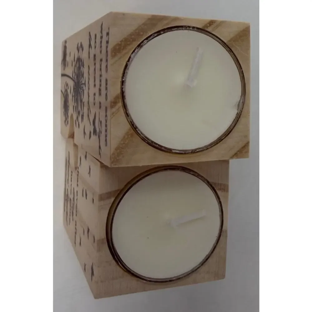 Sympathy Gift Wooden Candleholder Carved Heart with Candles